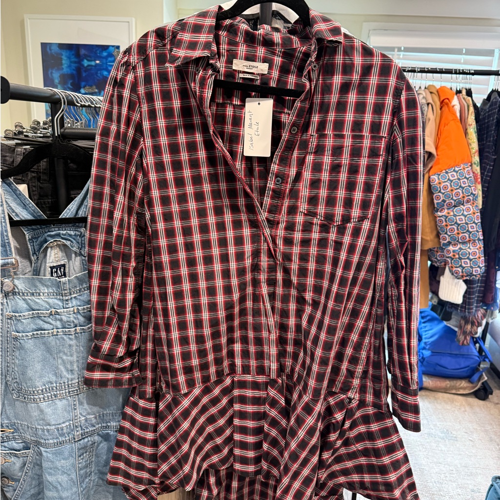 Isabel Marant Plaid Ruffle Hem Dress